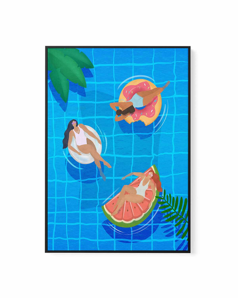 Swimming Pool Ladies by Petra Lizde | Framed Canvas Art Print