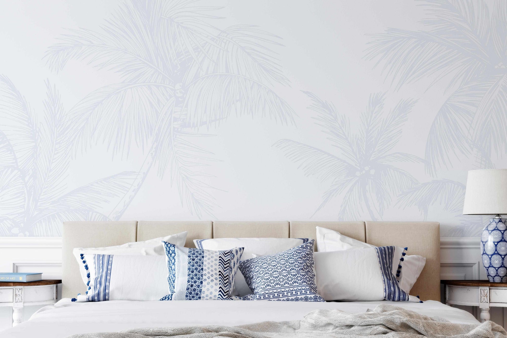 The Palms Wallpaper in Duck Egg Blue - Olive et Oriel