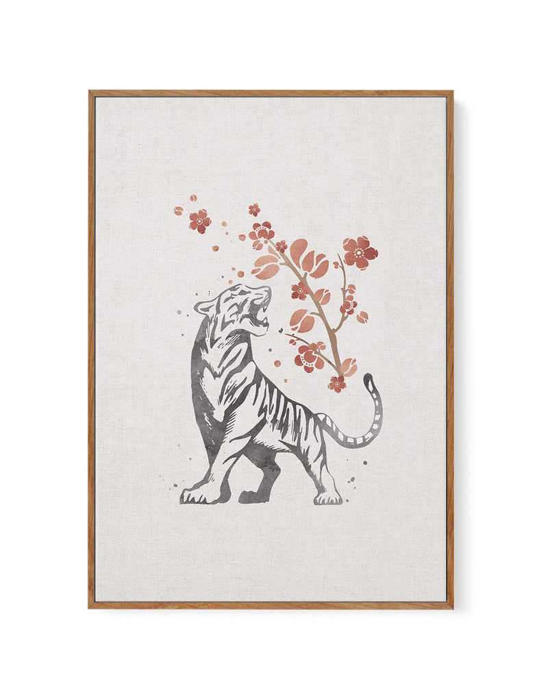 Tiger in Cherry Blossoms I | Framed Canvas-CANVAS-You can shop wall art online with Olive et Oriel for everything from abstract art to fun kids wall art. Our beautiful modern art prints and canvas art are available from large canvas prints to wall art paintings and our proudly Australian artwork collection offers only the highest quality framed large wall art and canvas art Australia - You can buy fashion photography prints or Hampton print posters and paintings on canvas from Olive et Oriel and
