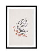 Tiger in Cherry Blossoms II Art Print-PRINT-Olive et Oriel-Olive et Oriel-A5 | 5.8" x 8.3" | 14.8 x 21cm-Black-With White Border-Buy-Australian-Art-Prints-Online-with-Olive-et-Oriel-Your-Artwork-Specialists-Austrailia-Decorate-With-Coastal-Photo-Wall-Art-Prints-From-Our-Beach-House-Artwork-Collection-Fine-Poster-and-Framed-Artwork