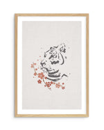 Tiger in Cherry Blossoms II Art Print-PRINT-Olive et Oriel-Olive et Oriel-A5 | 5.8" x 8.3" | 14.8 x 21cm-Oak-With White Border-Buy-Australian-Art-Prints-Online-with-Olive-et-Oriel-Your-Artwork-Specialists-Austrailia-Decorate-With-Coastal-Photo-Wall-Art-Prints-From-Our-Beach-House-Artwork-Collection-Fine-Poster-and-Framed-Artwork