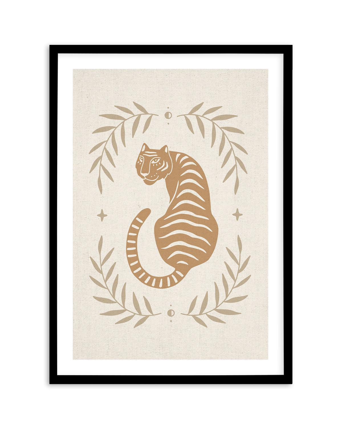 Tiger in the Palms Art Print-PRINT-Olive et Oriel-Olive et Oriel-A5 | 5.8" x 8.3" | 14.8 x 21cm-Black-With White Border-Buy-Australian-Art-Prints-Online-with-Olive-et-Oriel-Your-Artwork-Specialists-Austrailia-Decorate-With-Coastal-Photo-Wall-Art-Prints-From-Our-Beach-House-Artwork-Collection-Fine-Poster-and-Framed-Artwork