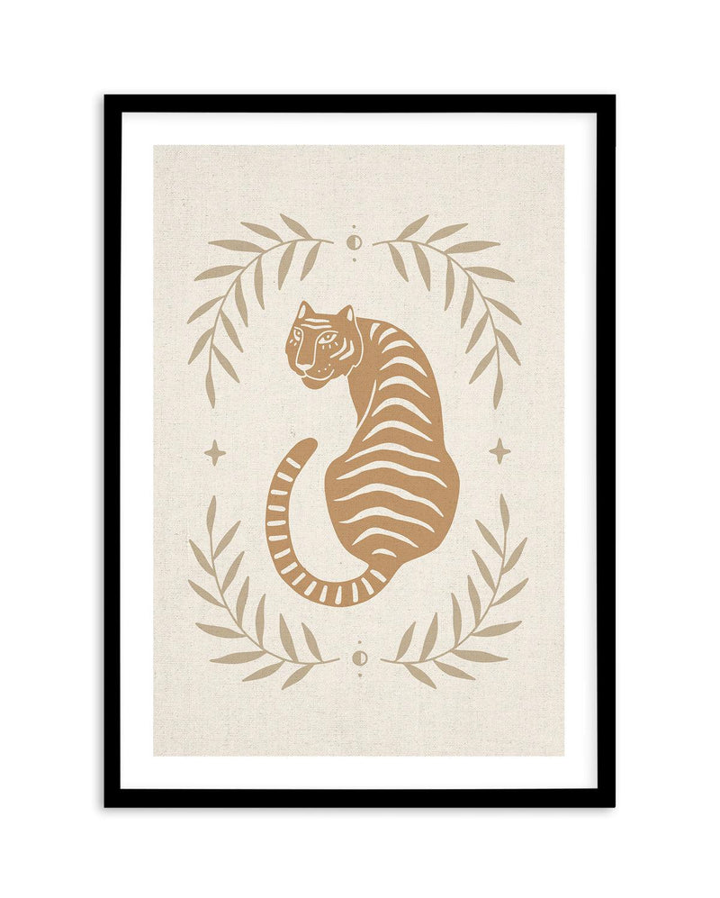 Tiger in the Palms Art Print-PRINT-Olive et Oriel-Olive et Oriel-A5 | 5.8" x 8.3" | 14.8 x 21cm-Black-With White Border-Buy-Australian-Art-Prints-Online-with-Olive-et-Oriel-Your-Artwork-Specialists-Austrailia-Decorate-With-Coastal-Photo-Wall-Art-Prints-From-Our-Beach-House-Artwork-Collection-Fine-Poster-and-Framed-Artwork