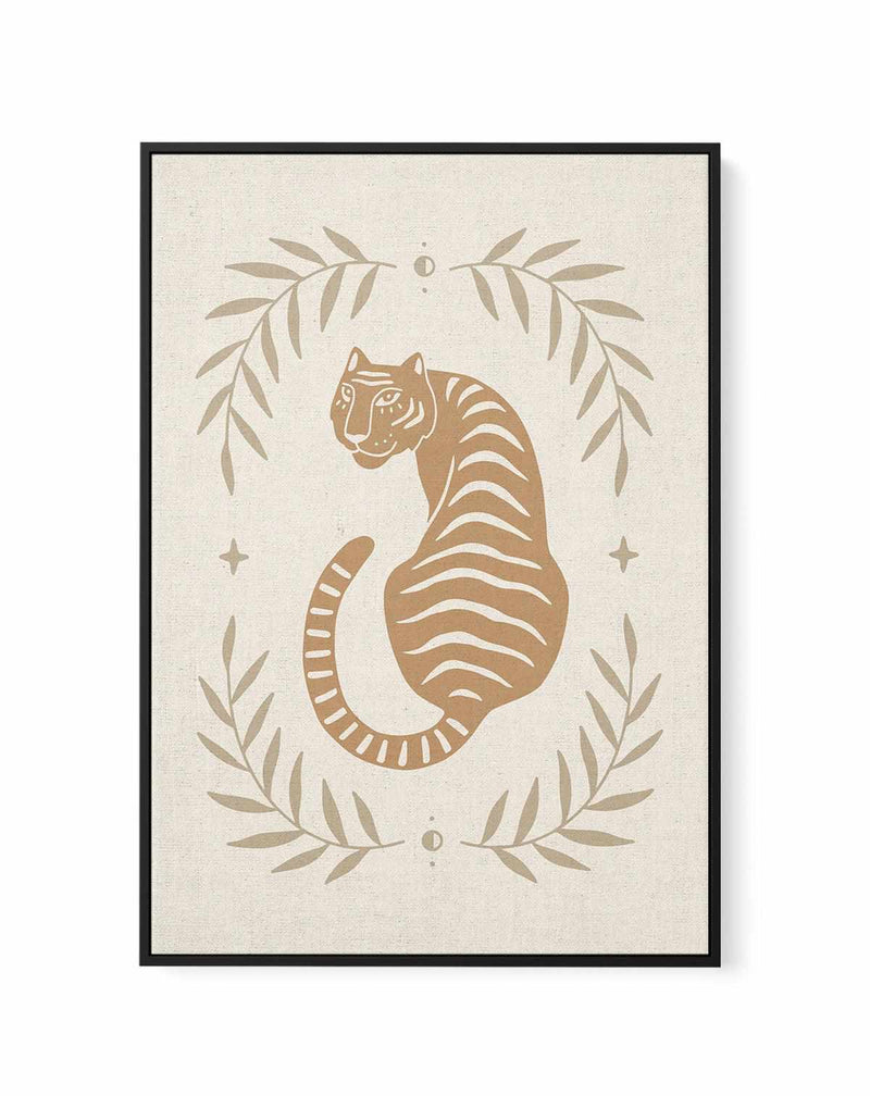 Tiger in the Palms | Framed Canvas Art Print