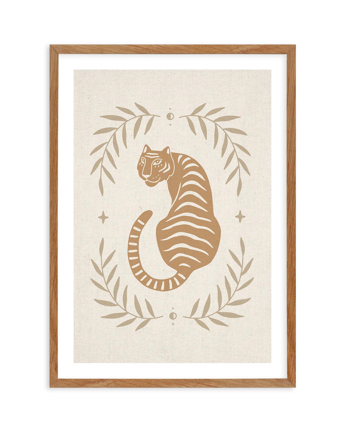 Tiger in the Palms Art Print-PRINT-Olive et Oriel-Olive et Oriel-50x70 cm | 19.6" x 27.5"-Walnut-With White Border-Buy-Australian-Art-Prints-Online-with-Olive-et-Oriel-Your-Artwork-Specialists-Austrailia-Decorate-With-Coastal-Photo-Wall-Art-Prints-From-Our-Beach-House-Artwork-Collection-Fine-Poster-and-Framed-Artwork