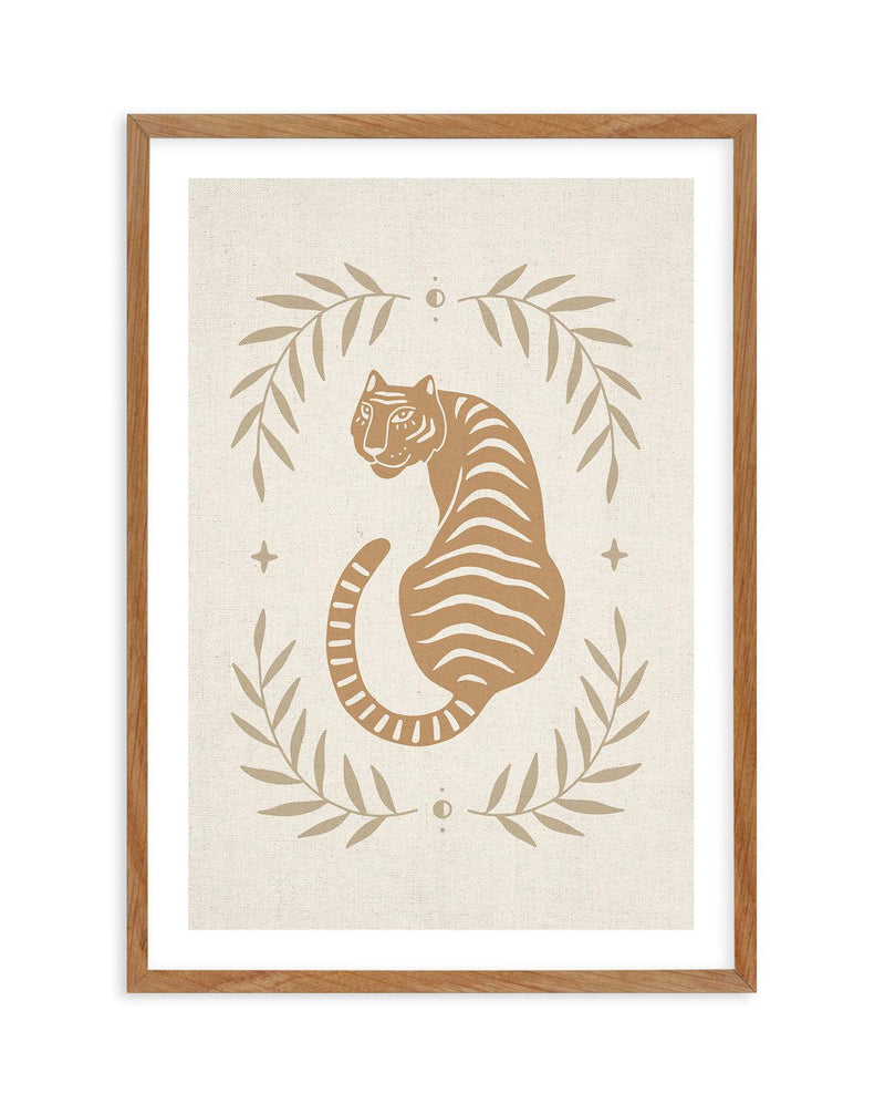 Tiger in the Palms Art Print-PRINT-Olive et Oriel-Olive et Oriel-50x70 cm | 19.6" x 27.5"-Walnut-With White Border-Buy-Australian-Art-Prints-Online-with-Olive-et-Oriel-Your-Artwork-Specialists-Austrailia-Decorate-With-Coastal-Photo-Wall-Art-Prints-From-Our-Beach-House-Artwork-Collection-Fine-Poster-and-Framed-Artwork