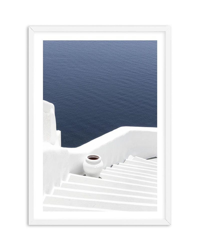 To The Sea | Santorini Art Print-Shop Greece Wall Art Prints Online with Olive et Oriel - Our collection of Greek Islands art prints offer unique wall art including blue domes of Santorini in Oia, mediterranean sea prints and incredible posters from Milos and other Greece landscape photography - this collection will add mediterranean blue to your home, perfect for updating the walls in coastal, beach house style. There is Greece art on canvas and extra large wall art with fast, free shipping acr