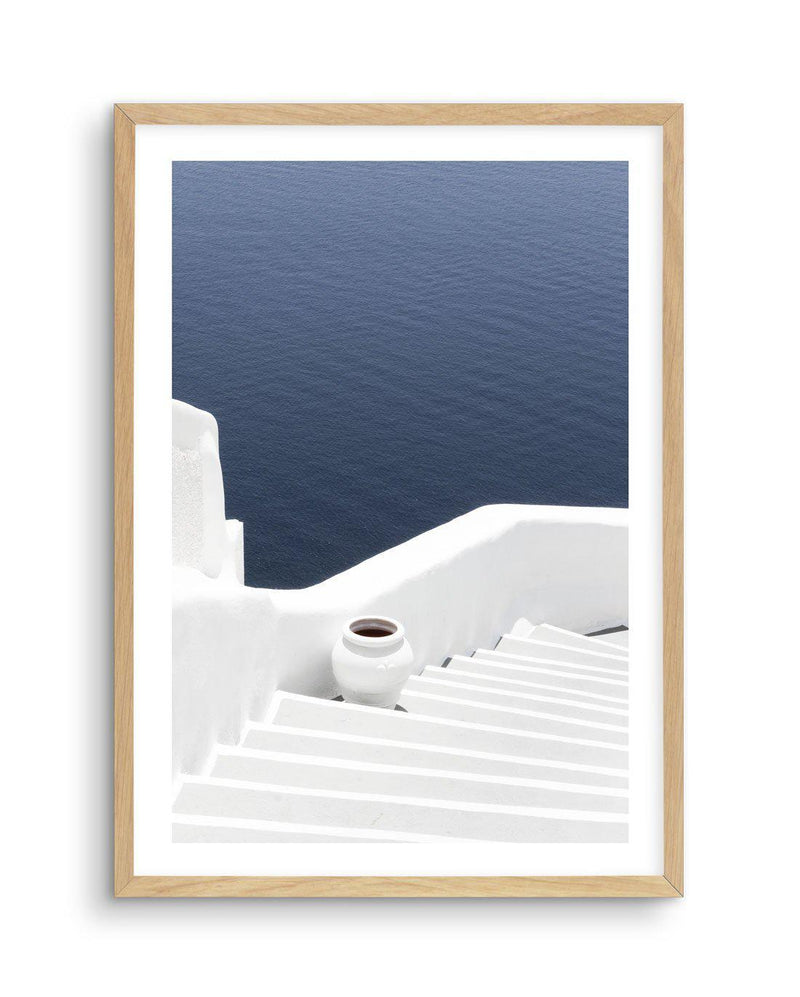 To The Sea | Santorini Art Print-Shop Greece Wall Art Prints Online with Olive et Oriel - Our collection of Greek Islands art prints offer unique wall art including blue domes of Santorini in Oia, mediterranean sea prints and incredible posters from Milos and other Greece landscape photography - this collection will add mediterranean blue to your home, perfect for updating the walls in coastal, beach house style. There is Greece art on canvas and extra large wall art with fast, free shipping acr