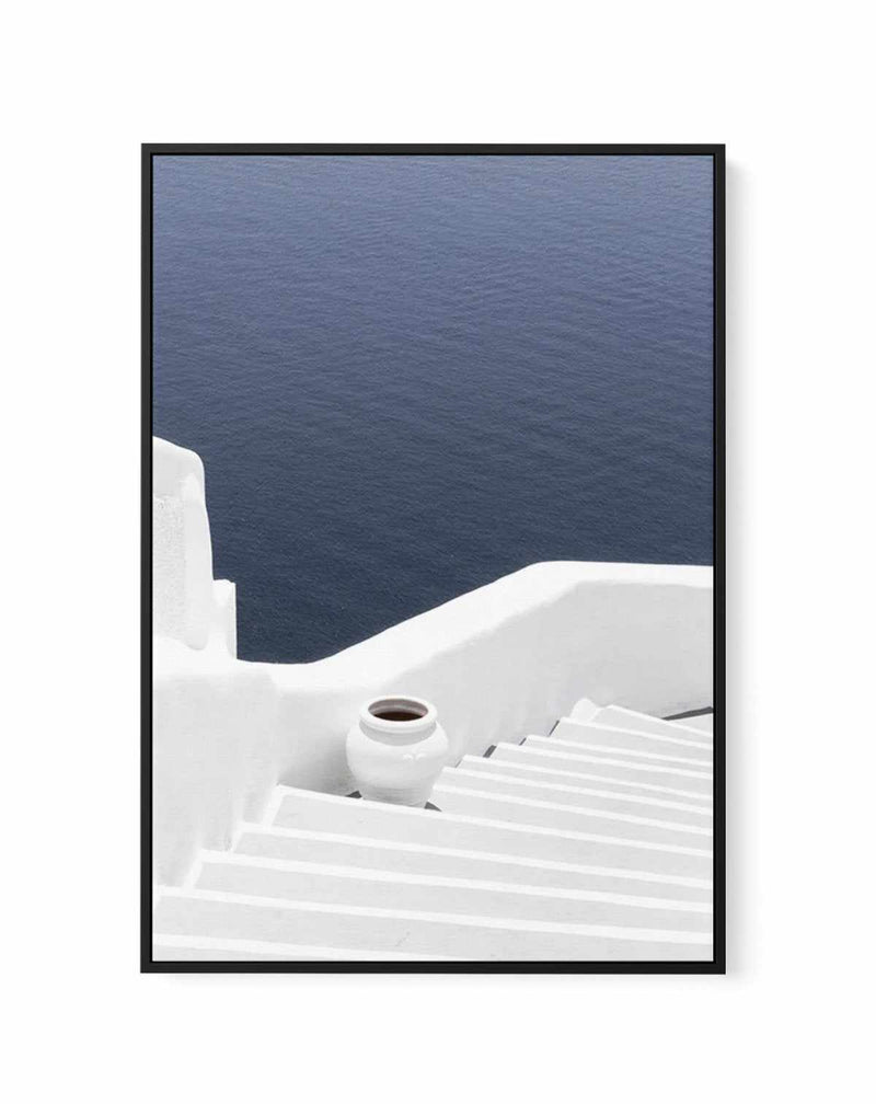 To The Sea | Santorini | Framed Canvas-Shop Greece Wall Art Prints Online with Olive et Oriel - Our collection of Greek Islands art prints offer unique wall art including blue domes of Santorini in Oia, mediterranean sea prints and incredible posters from Milos and other Greece landscape photography - this collection will add mediterranean blue to your home, perfect for updating the walls in coastal, beach house style. There is Greece art on canvas and extra large wall art with fast, free shippi