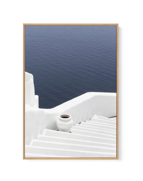 To The Sea | Santorini | Framed Canvas-Shop Greece Wall Art Prints Online with Olive et Oriel - Our collection of Greek Islands art prints offer unique wall art including blue domes of Santorini in Oia, mediterranean sea prints and incredible posters from Milos and other Greece landscape photography - this collection will add mediterranean blue to your home, perfect for updating the walls in coastal, beach house style. There is Greece art on canvas and extra large wall art with fast, free shippi