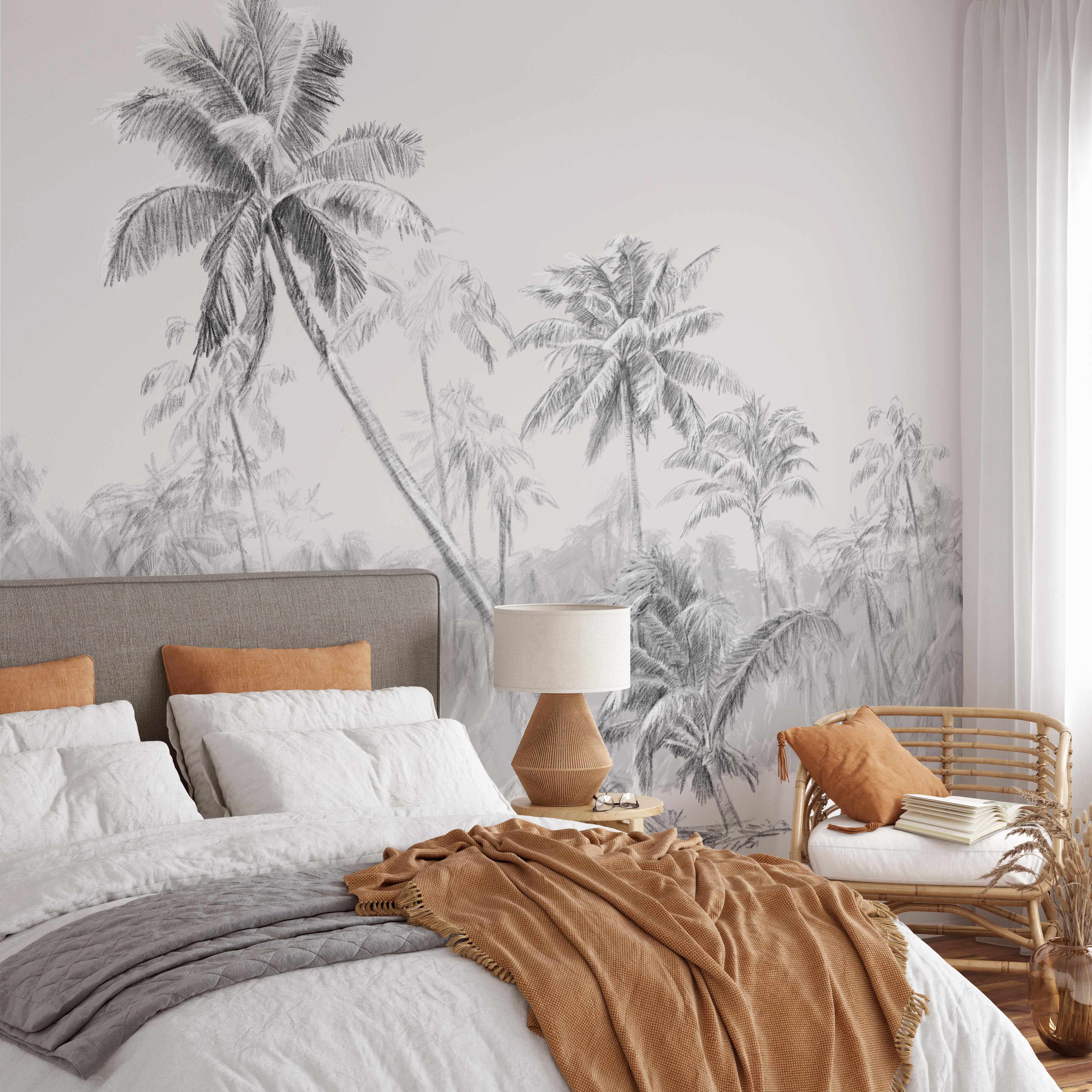 Tropical Island Wallpaper Mural Removable Fabric Peel & Stick – Olive ...