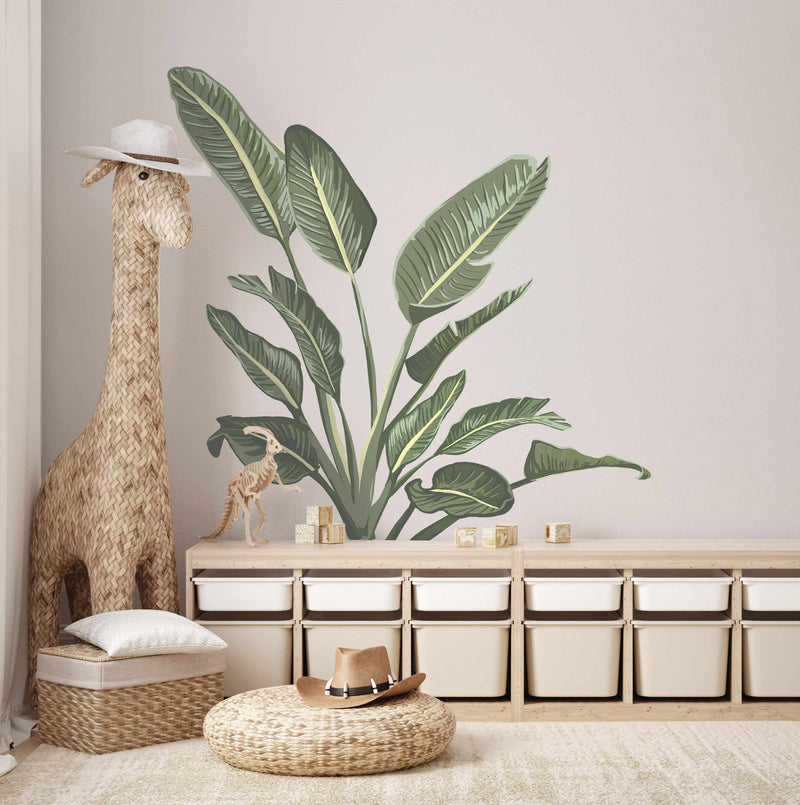 Tropical Leaves Wall Decal Set-Decals-Olive et Oriel-Decorate your kids bedroom wall decor with removable wall decals, these fabric kids decals are a great way to add colour and update your children's bedroom. Available as girls wall decals or boys wall decals, there are also nursery decals.