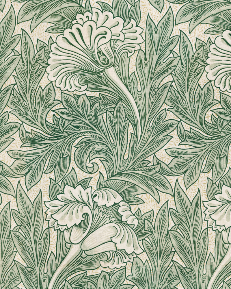 Tulip in Emerald Green by William Morris Wallpaper