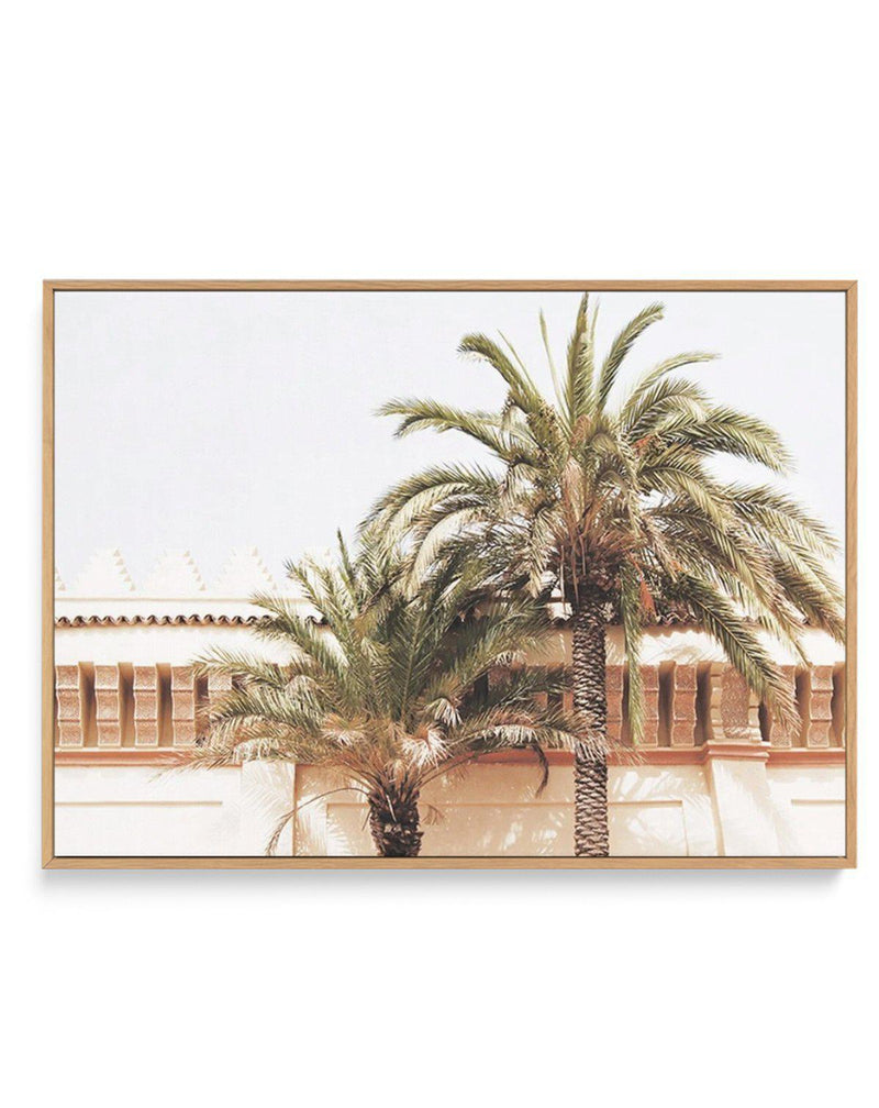 Twin Palms | Framed Canvas-Shop Australian Art Prints Online with Olive et Oriel - Our collection of Moroccan art prints offer unique wall art including moroccan arches and pink morocco doors of marrakech - this collection will add soft feminine colour to your walls and some may say bohemian style. These traditional morocco landscape photography includes desert scenes of palm trees and camel art prints - there is art on canvas and extra large wall art with fast, free shipping across Australia. U