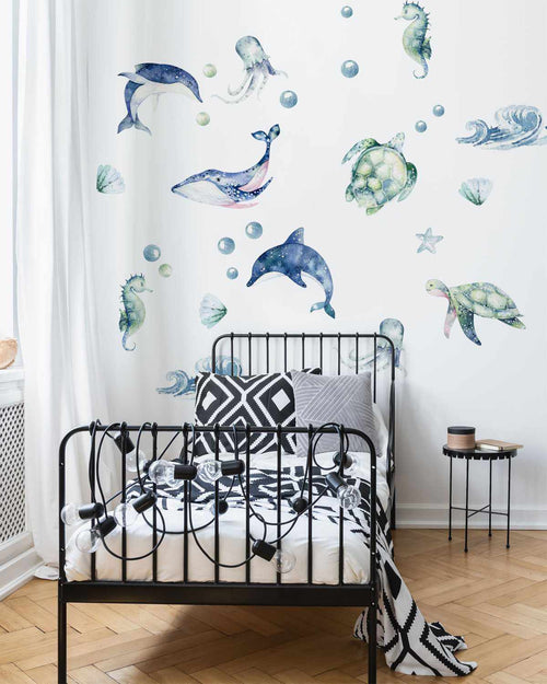 Under The Sea Decal Set-Decals-Olive et Oriel-Decorate your kids bedroom wall decor with removable wall decals, these fabric kids decals are a great way to add colour and update your children's bedroom. Available as girls wall decals or boys wall decals, there are also nursery decals.
