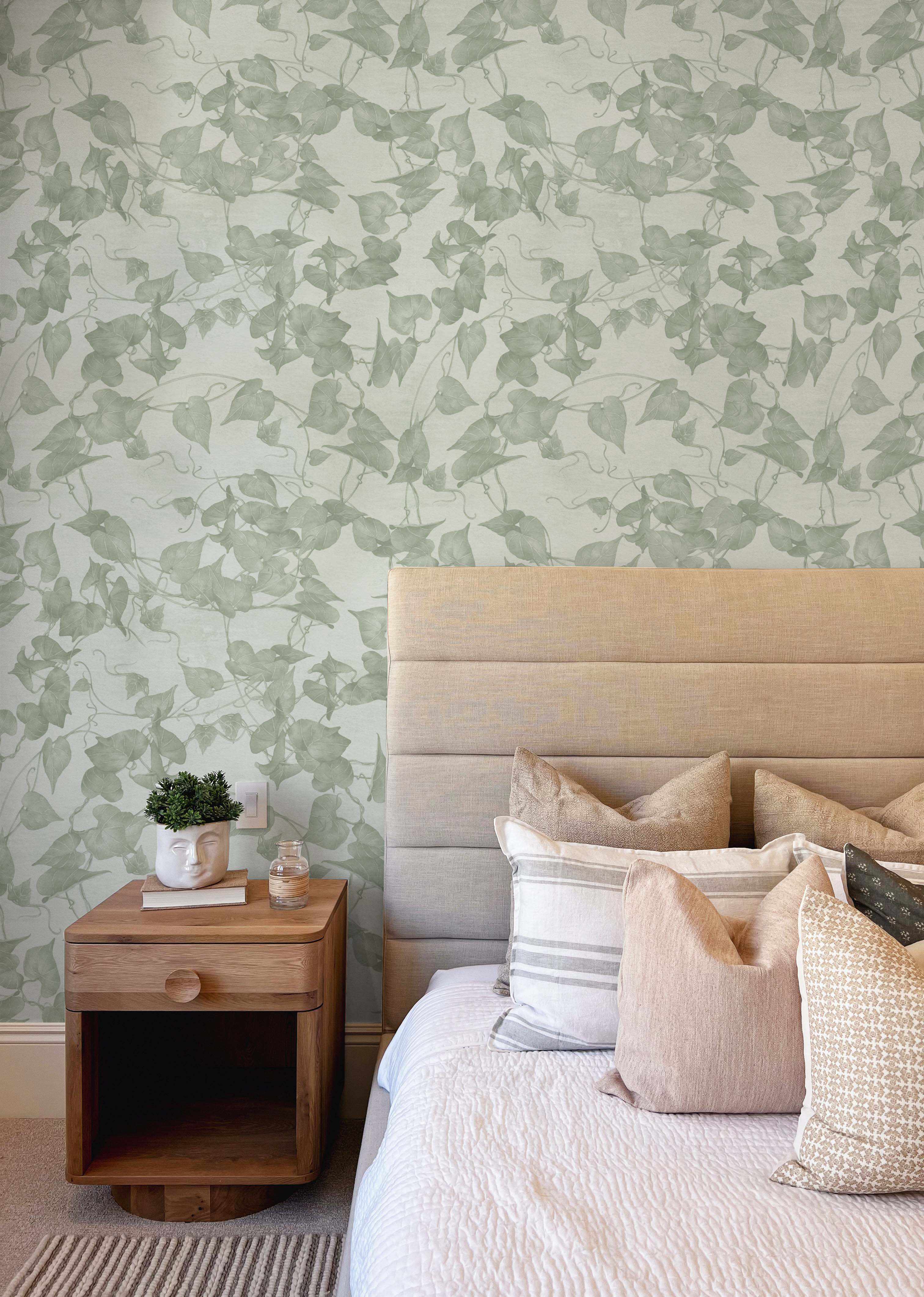 Up The Vine Sage Green Wallpaper-Wallpaper-Buy Australian Removable Wallpaper Now Sage Green Wallpaper Peel And Stick Wallpaper Online At Olive et Oriel Custom Made Wallpapers Wall Papers Decorate Your Bedroom Living Room Kids Room or Commercial Interior