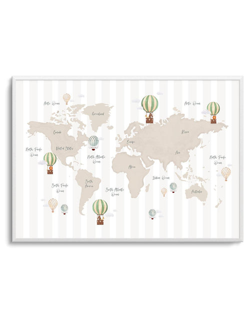 Up in the Clouds World Map Art Print-PRINT-Olive et Oriel-Olive et Oriel-A5 | 5.8" x 8.3" | 14.8 x 21cm-Unframed Art Print-With White Border-Buy-Australian-Art-Prints-Online-with-Olive-et-Oriel-Your-Artwork-Specialists-Austrailia-Decorate-With-Coastal-Photo-Wall-Art-Prints-From-Our-Beach-House-Artwork-Collection-Fine-Poster-and-Framed-Artwork