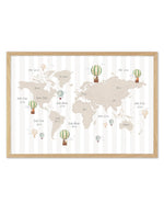 Up in the Clouds World Map Art Print-PRINT-Olive et Oriel-Olive et Oriel-A5 | 5.8" x 8.3" | 14.8 x 21cm-Oak-With White Border-Buy-Australian-Art-Prints-Online-with-Olive-et-Oriel-Your-Artwork-Specialists-Austrailia-Decorate-With-Coastal-Photo-Wall-Art-Prints-From-Our-Beach-House-Artwork-Collection-Fine-Poster-and-Framed-Artwork