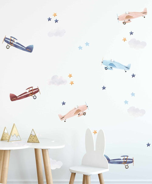 Up in the Sky Decal Set-Decals-Olive et Oriel-Decorate your kids bedroom wall decor with removable wall decals, these fabric kids decals are a great way to add colour and update your children's bedroom. Available as girls wall decals or boys wall decals, there are also nursery decals.