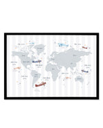 Up in the Sky World Map Art Print-PRINT-Olive et Oriel-Olive et Oriel-A5 | 5.8" x 8.3" | 14.8 x 21cm-Black-With White Border-Buy-Australian-Art-Prints-Online-with-Olive-et-Oriel-Your-Artwork-Specialists-Austrailia-Decorate-With-Coastal-Photo-Wall-Art-Prints-From-Our-Beach-House-Artwork-Collection-Fine-Poster-and-Framed-Artwork