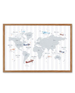 Up in the Sky World Map Art Print-PRINT-Olive et Oriel-Olive et Oriel-50x70 cm | 19.6" x 27.5"-Walnut-With White Border-Buy-Australian-Art-Prints-Online-with-Olive-et-Oriel-Your-Artwork-Specialists-Austrailia-Decorate-With-Coastal-Photo-Wall-Art-Prints-From-Our-Beach-House-Artwork-Collection-Fine-Poster-and-Framed-Artwork