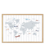Up in the Sky World Map Art Print-PRINT-Olive et Oriel-Olive et Oriel-A5 | 5.8" x 8.3" | 14.8 x 21cm-Oak-With White Border-Buy-Australian-Art-Prints-Online-with-Olive-et-Oriel-Your-Artwork-Specialists-Austrailia-Decorate-With-Coastal-Photo-Wall-Art-Prints-From-Our-Beach-House-Artwork-Collection-Fine-Poster-and-Framed-Artwork