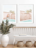 Villa De Marrakech I Art Print-Shop Australian Art Prints Online with Olive et Oriel - Our collection of Moroccan art prints offer unique wall art including moroccan arches and pink morocco doors of marrakech - this collection will add soft feminine colour to your walls and some may say bohemian style. These traditional morocco landscape photography includes desert scenes of palm trees and camel art prints - there is art on canvas and extra large wall art with fast, free shipping across Australi