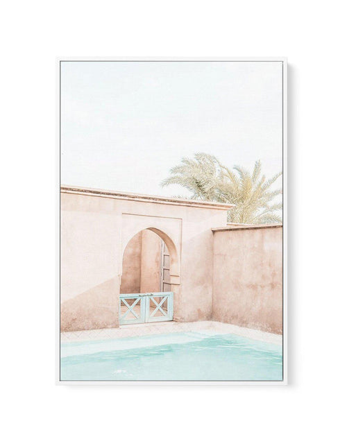Villa De Marrakech I | Framed Canvas-Shop Australian Art Prints Online with Olive et Oriel - Our collection of Moroccan art prints offer unique wall art including moroccan arches and pink morocco doors of marrakech - this collection will add soft feminine colour to your walls and some may say bohemian style. These traditional morocco landscape photography includes desert scenes of palm trees and camel art prints - there is art on canvas and extra large wall art with fast, free shipping across Au
