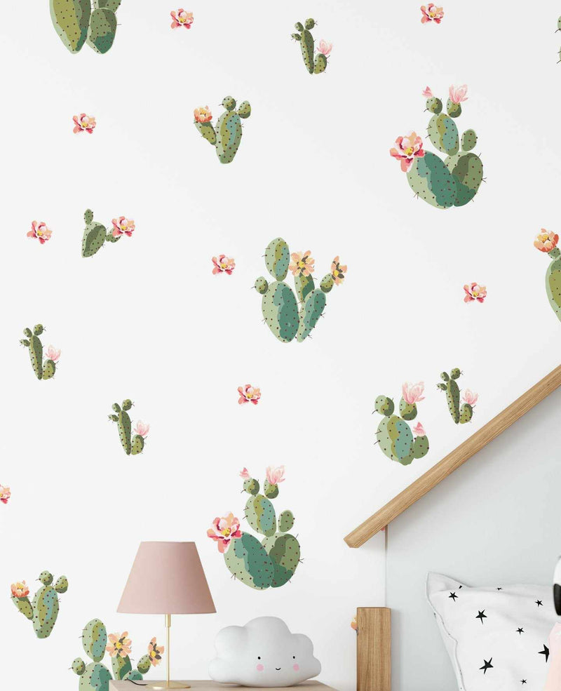 Vintage Cactus Decal Set-Decals-Olive et Oriel-Decorate your kids bedroom wall decor with removable wall decals, these fabric kids decals are a great way to add colour and update your children's bedroom. Available as girls wall decals or boys wall decals, there are also nursery decals.
