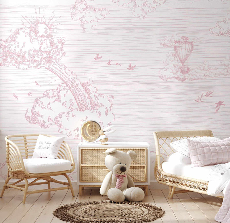 cute pink elephants Kids Wallpaper  TenStickers
