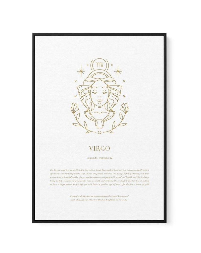 Virgo | Celestial Zodiac | Framed Canvas-CANVAS-You can shop wall art online with Olive et Oriel for everything from abstract art to fun kids wall art. Our beautiful modern art prints and canvas art are available from large canvas prints to wall art paintings and our proudly Australian artwork collection offers only the highest quality framed large wall art and canvas art Australia - You can buy fashion photography prints or Hampton print posters and paintings on canvas from Olive et Oriel and h