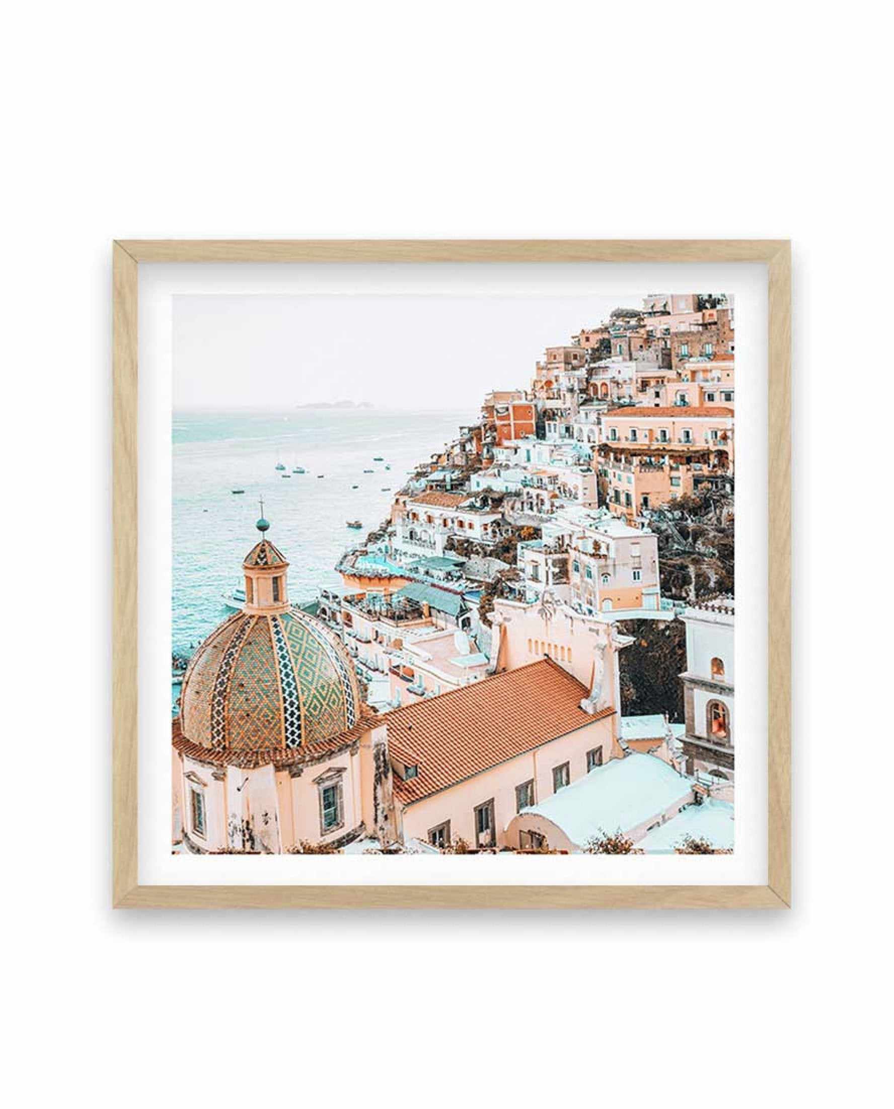 Vista Di Positano | SQ Art Print-PRINT-Olive et Oriel-Olive et Oriel-70x70 cm | 27.5" x 27.5"-Oak-With White Border-Buy-Australian-Art-Prints-Online-with-Olive-et-Oriel-Your-Artwork-Specialists-Austrailia-Decorate-With-Coastal-Photo-Wall-Art-Prints-From-Our-Beach-House-Artwork-Collection-Fine-Poster-and-Framed-Artwork