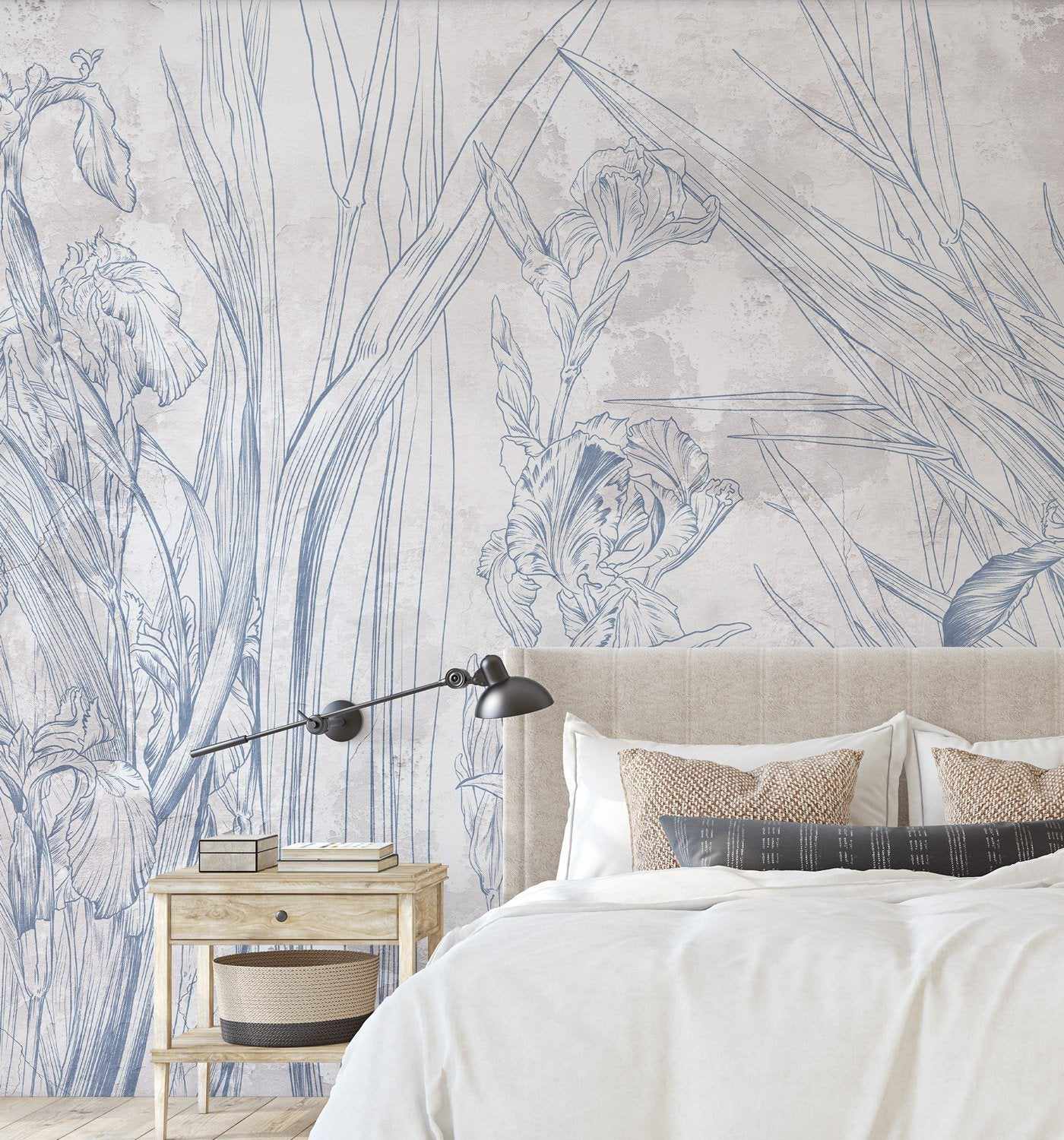 Water Iris Mural Wallpaper - Olive et Oriel