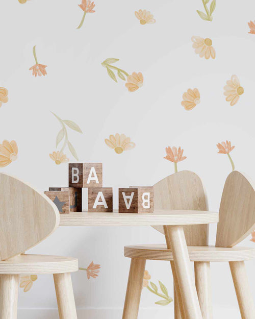 Watercolour Daisies Decal Set-Decals-Olive et Oriel-Decorate your kids bedroom wall decor with removable wall decals, these fabric kids decals are a great way to add colour and update your children's bedroom. Available as girls wall decals or boys wall decals, there are also nursery decals.