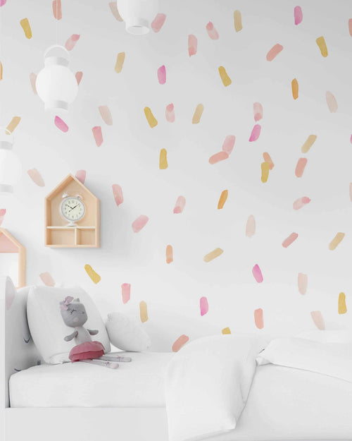 Watercolour Paint Stroke | Coral Decal Set-Decals-Olive et Oriel-Decorate your kids bedroom wall decor with removable wall decals, these fabric kids decals are a great way to add colour and update your children's bedroom. Available as girls wall decals or boys wall decals, there are also nursery decals.