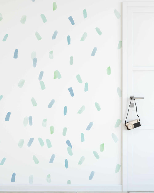 Watercolour Paint Stroke | Seafoam Decal Set-Decals-Olive et Oriel-Decorate your kids bedroom wall decor with removable wall decals, these fabric kids decals are a great way to add colour and update your children's bedroom. Available as girls wall decals or boys wall decals, there are also nursery decals.