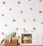 Watercolour Sea Shells Decal Set-Decals-Olive et Oriel-Decorate your kids bedroom wall decor with removable wall decals, these fabric kids decals are a great way to add colour and update your children's bedroom. Available as girls wall decals or boys wall decals, there are also nursery decals.
