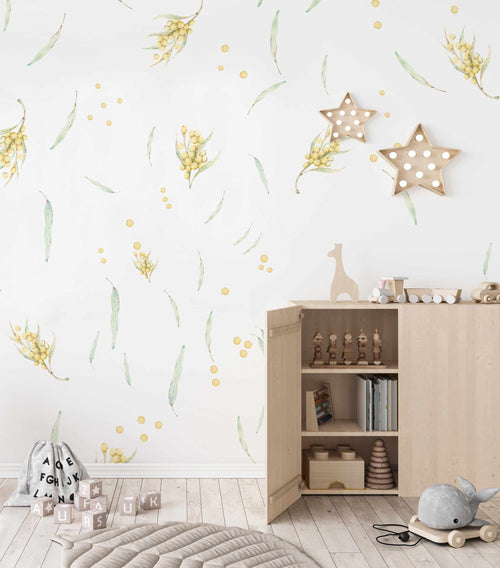 Wattle & Eucalyptus Decal set-Decals-Olive et Oriel-Decorate your kids bedroom wall decor with removable wall decals, these fabric kids decals are a great way to add colour and update your children's bedroom. Available as girls wall decals or boys wall decals, there are also nursery decals.