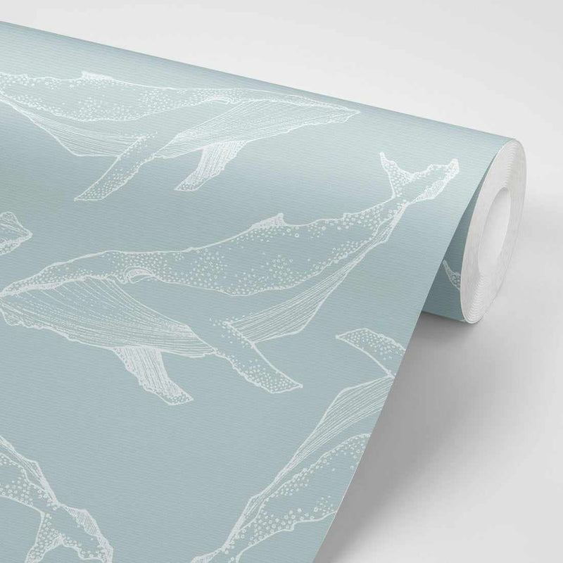 Whale Illustration | Seafoam Wallpaper-Wallpaper-Buy Kids Removable Wallpaper Online Our Custom Made Children√¢‚Ç¨‚Ñ¢s Wallpapers Are A Fun Way To Decorate And Enhance Boys Bedroom Decor And Girls Bedrooms They Are An Amazing Addition To Your Kids Bedroom Walls Our Collection of Kids Wallpaper Is Sure To Transform Your Kids Rooms Interior Style From Pink Wallpaper To Dinosaur Wallpaper Even Marble Wallpapers For Teen Boys Shop Peel And Stick Wallpaper Online Today With Olive et Oriel