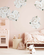 White Peony | Large Decal-Decals-Olive et Oriel-Decorate your kids bedroom wall decor with removable wall decals, these fabric kids decals are a great way to add colour and update your children's bedroom. Available as girls wall decals or boys wall decals, there are also nursery decals.