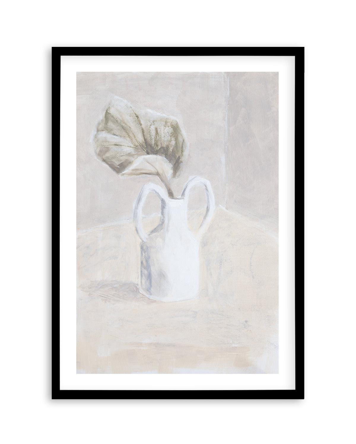 Leaf in White Vase Art Print-PRINT-Olive et Oriel-Olive et Oriel-A5 | 5.8" x 8.3" | 14.8 x 21cm-Black-With White Border-Buy-Australian-Art-Prints-Online-with-Olive-et-Oriel-Your-Artwork-Specialists-Austrailia-Decorate-With-Coastal-Photo-Wall-Art-Prints-From-Our-Beach-House-Artwork-Collection-Fine-Poster-and-Framed-Artwork