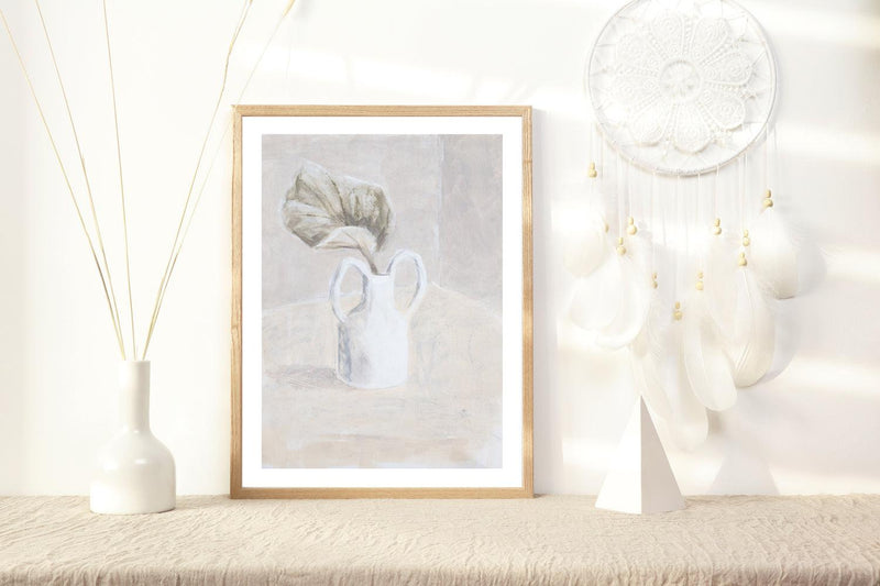 Leaf in White Vase Art Print-PRINT-Olive et Oriel-Olive et Oriel-Buy-Australian-Art-Prints-Online-with-Olive-et-Oriel-Your-Artwork-Specialists-Austrailia-Decorate-With-Coastal-Photo-Wall-Art-Prints-From-Our-Beach-House-Artwork-Collection-Fine-Poster-and-Framed-Artwork
