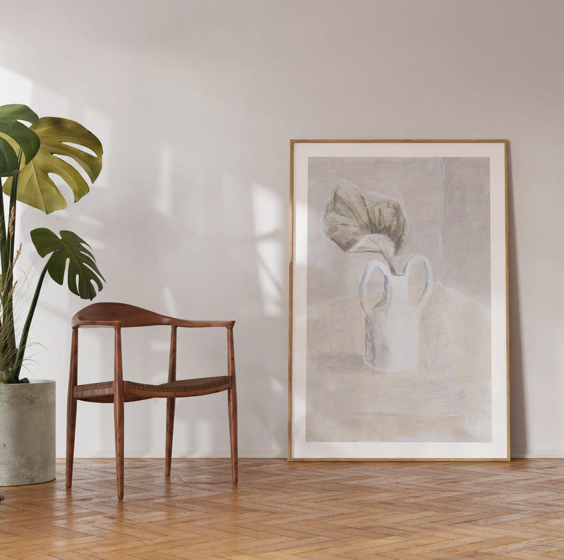 Leaf in White Vase Art Print-PRINT-Olive et Oriel-Olive et Oriel-Buy-Australian-Art-Prints-Online-with-Olive-et-Oriel-Your-Artwork-Specialists-Austrailia-Decorate-With-Coastal-Photo-Wall-Art-Prints-From-Our-Beach-House-Artwork-Collection-Fine-Poster-and-Framed-Artwork