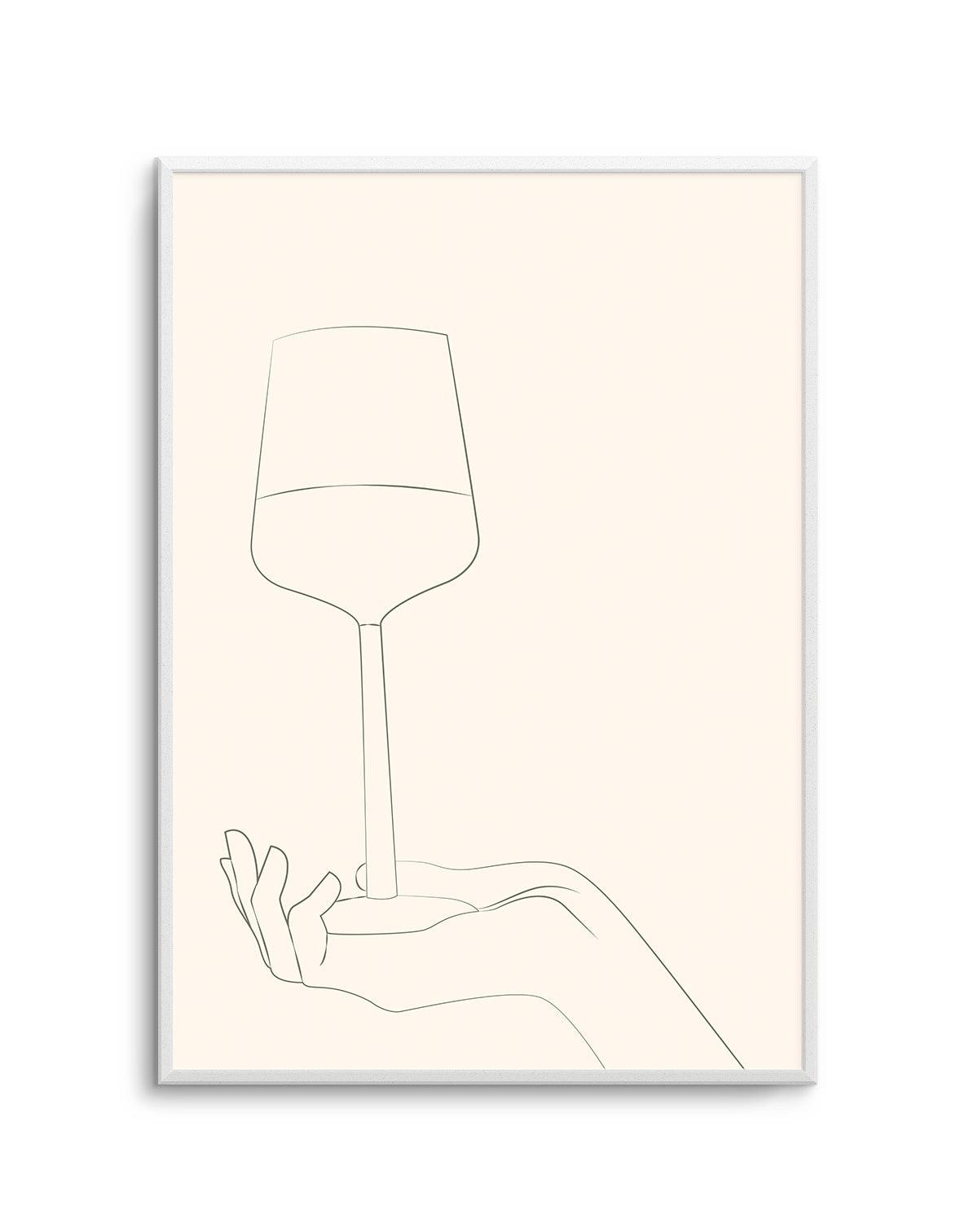 Wine Line Art For An At Home Bar Cart Framed Art Print or Poster ...