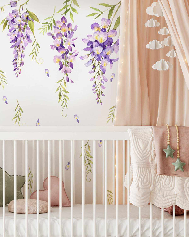 Wisteria Decal Set-Decals-Olive et Oriel-Decorate your kids bedroom wall decor with removable wall decals, these fabric kids decals are a great way to add colour and update your children's bedroom. Available as girls wall decals or boys wall decals, there are also nursery decals.