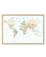 World Map | Classic Art Print-PRINT-Olive et Oriel-Olive et Oriel-A5 | 5.8" x 8.3" | 14.8 x 21cm-Oak-With White Border-Buy-Australian-Art-Prints-Online-with-Olive-et-Oriel-Your-Artwork-Specialists-Austrailia-Decorate-With-Coastal-Photo-Wall-Art-Prints-From-Our-Beach-House-Artwork-Collection-Fine-Poster-and-Framed-Artwork