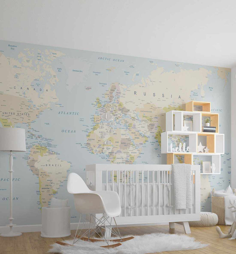World Map I Wallpaper Mural-Wallpaper-Buy Kids Removable Wallpaper Online Our Custom Made Children√¢‚Ç¨‚Ñ¢s Wallpapers Are A Fun Way To Decorate And Enhance Boys Bedroom Decor And Girls Bedrooms They Are An Amazing Addition To Your Kids Bedroom Walls Our Collection of Kids Wallpaper Is Sure To Transform Your Kids Rooms Interior Style From Pink Wallpaper To Dinosaur Wallpaper Even Marble Wallpapers For Teen Boys Shop Peel And Stick Wallpaper Online Today With Olive et Oriel