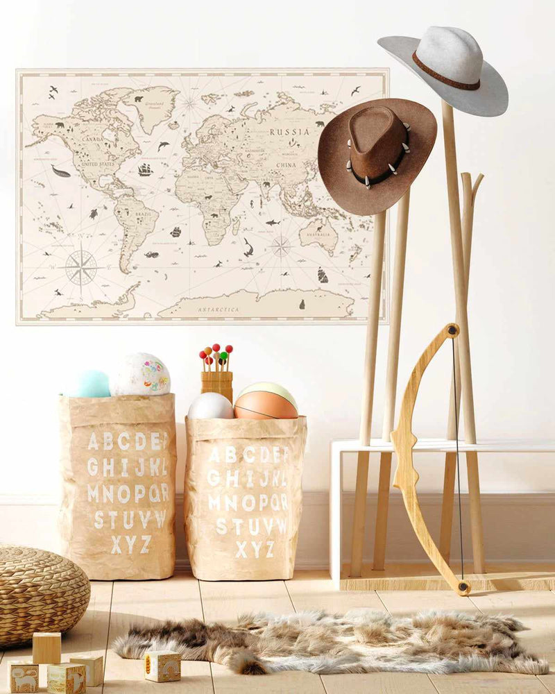 World Map II Peel & Stick Mini Mural-Wallpaper-Buy Kids Removable Wallpaper Online Our Custom Made Children√¢‚Ç¨‚Ñ¢s Wallpapers Are A Fun Way To Decorate And Enhance Boys Bedroom Decor And Girls Bedrooms They Are An Amazing Addition To Your Kids Bedroom Walls Our Collection of Kids Wallpaper Is Sure To Transform Your Kids Rooms Interior Style From Pink Wallpaper To Dinosaur Wallpaper Even Marble Wallpapers For Teen Boys Shop Peel And Stick Wallpaper Online Today With Olive et Oriel