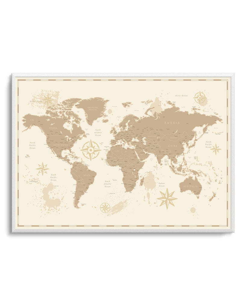 World Map | Vintage I Art Print-PRINT-Olive et Oriel-Olive et Oriel-A5 | 5.8" x 8.3" | 14.8 x 21cm-Unframed Art Print-With White Border-Buy-Australian-Art-Prints-Online-with-Olive-et-Oriel-Your-Artwork-Specialists-Austrailia-Decorate-With-Coastal-Photo-Wall-Art-Prints-From-Our-Beach-House-Artwork-Collection-Fine-Poster-and-Framed-Artwork