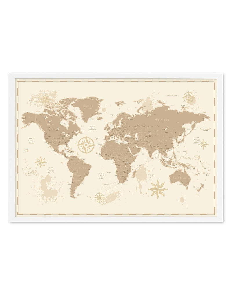 World Map | Vintage I Art Print-PRINT-Olive et Oriel-Olive et Oriel-A5 | 5.8" x 8.3" | 14.8 x 21cm-White-With White Border-Buy-Australian-Art-Prints-Online-with-Olive-et-Oriel-Your-Artwork-Specialists-Austrailia-Decorate-With-Coastal-Photo-Wall-Art-Prints-From-Our-Beach-House-Artwork-Collection-Fine-Poster-and-Framed-Artwork
